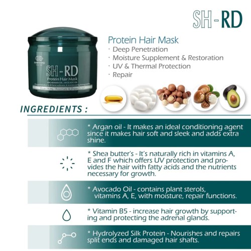 SH-RD Protein Hair Mask Cream MACADAMIA OIL AVOCADO OIL ARGAN OIL 13.53 Oz (400ml e)