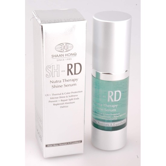SH-RD Nutra-Therapy Shine Serum. Defrizz. UV + Thermal & Color Protection. Intense Shine and Softness. Prevent + Repair Split Ends. Replenish Moisture